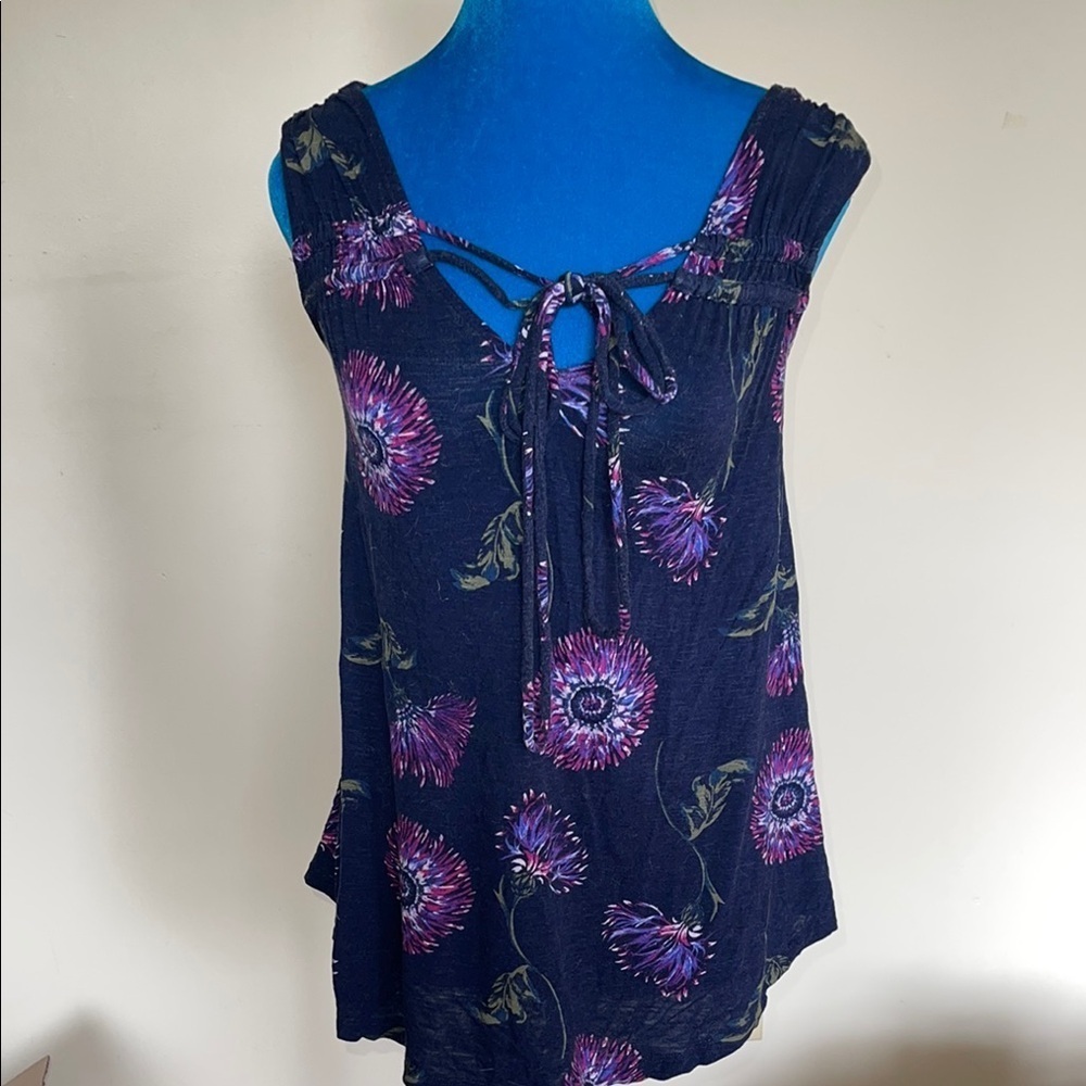 Maurices Blue and Purple Sleeveless Tank Top with Tie Front